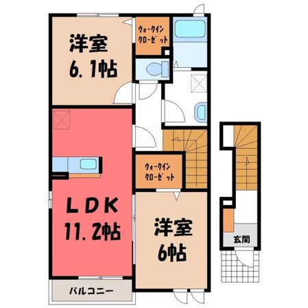 栃木駅 徒歩34分 2階の物件間取画像